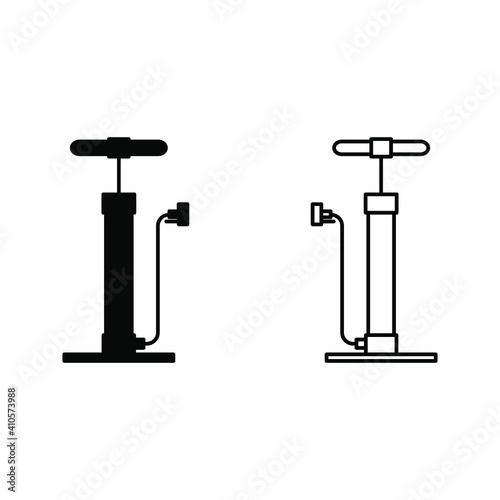 bicycle pump line icon on white background color editable
