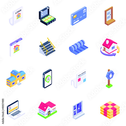  Pack of Home Accessories Isometric Icons 