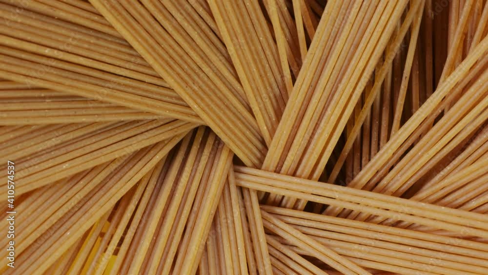 Close up image of Buckwheat Fusilli pasta. Slow rotation close up Close up image of Buckwheat Fusilli pasta. Slow rotation close up