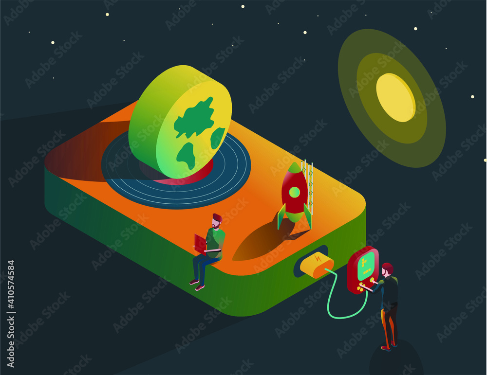 Fototapeta premium rocket and ufo