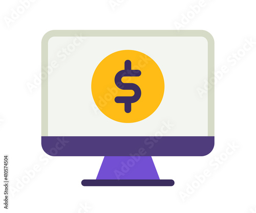 computer monetize screen single isolated icon with flat style