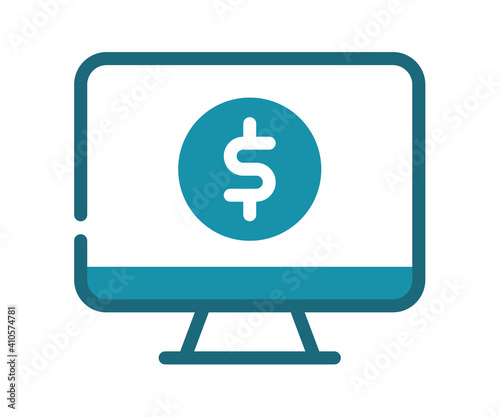computer monetize screen single isolated icon with solid line style