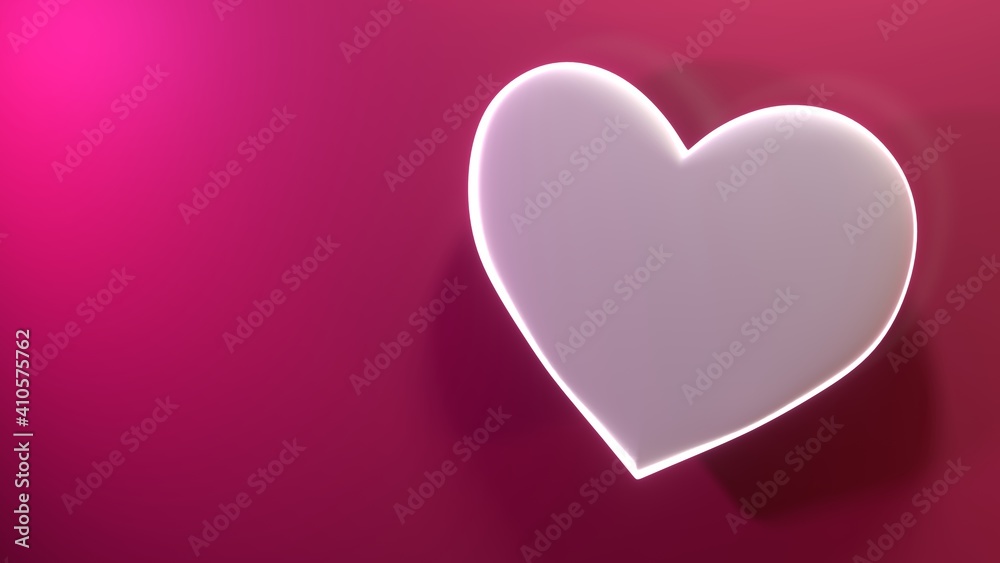 colored valentine white heart in pink background