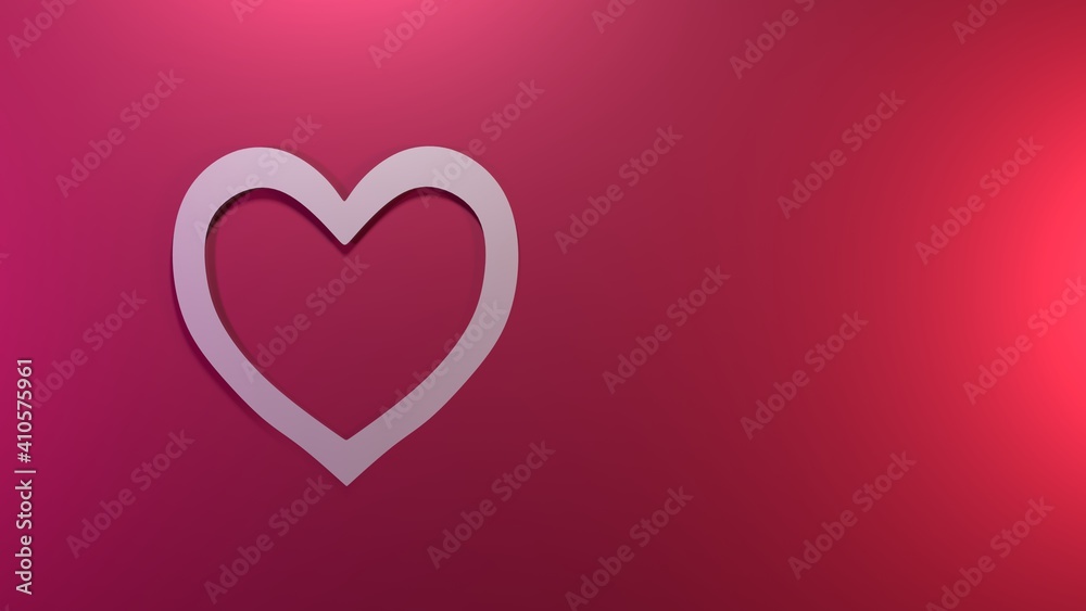 white line in heart shape  in the pink background