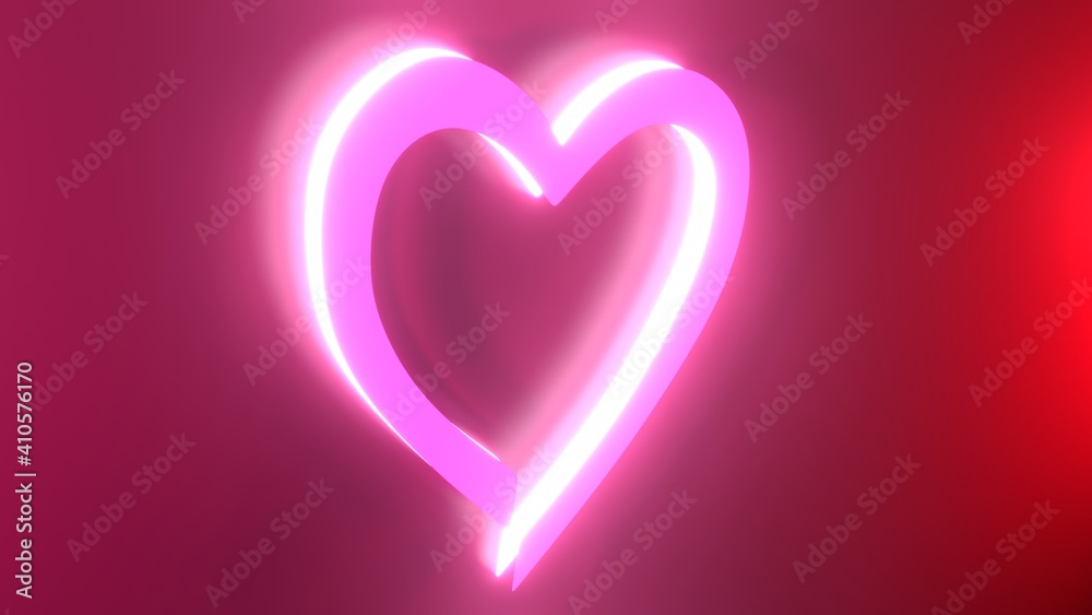glowing pinkline in heart shape with white glowing in the pink background