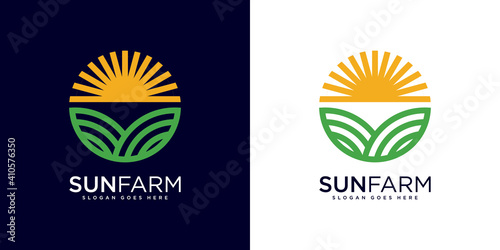 sun farm logo design vector