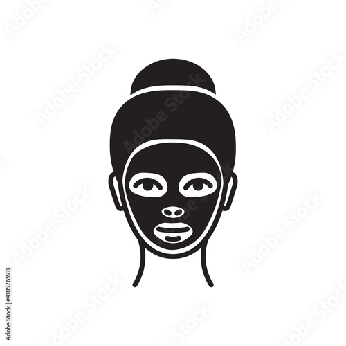 Vector girl with facial mask icon. Flat illustration of girl spa isolated on white background. Icon vector illustration sign symbol.