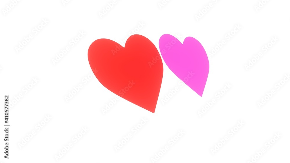 two tone red - pink colored valentine heart in white  background