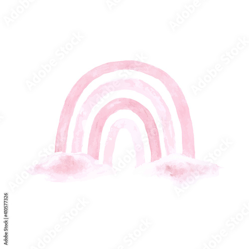Watercolor rainbow with clo...