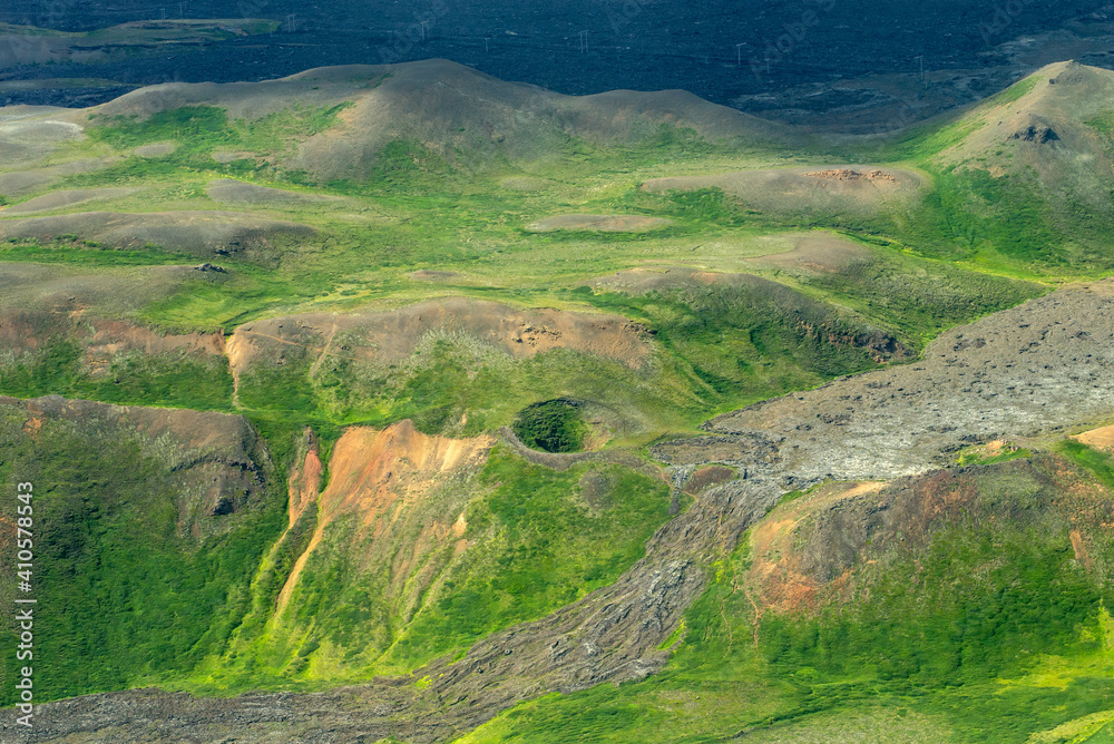 Majestic volcanic landscape covered with moss in Iceland highlands Majestic volcanic landscape covered with moss in Iceland highlands