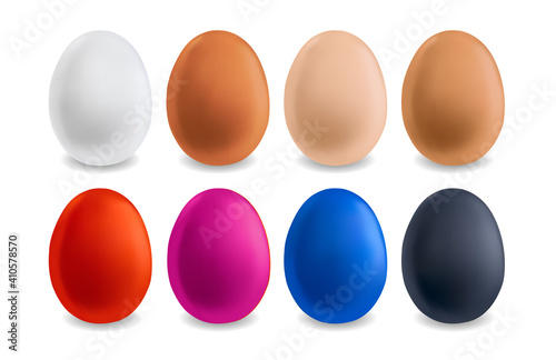 Set of colorful Easter eggs isolated on white. Vector illustration.