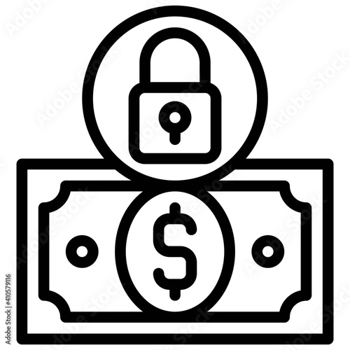 Banknote with lock icon, Bankruptcy related vector