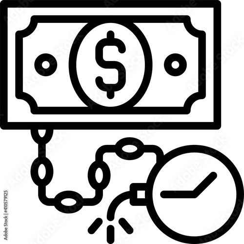 Banknote with Timebomb icon, Bankruptcy related vector