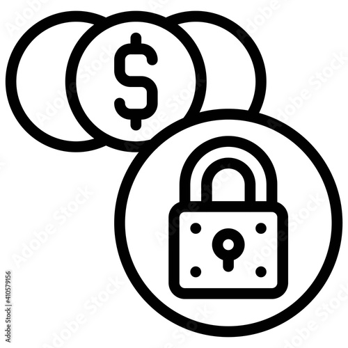 Coins with lock icon, Bankruptcy related vector