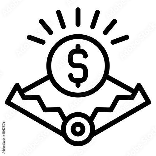 Coin in Bear trap icon, Bankruptcy related vector