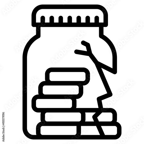 Broken coin jar icon, Bankruptcy related vector