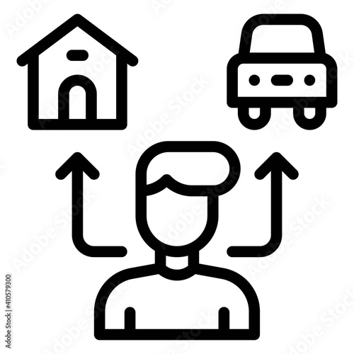 Man with house and car icon, Bankruptcy related vector