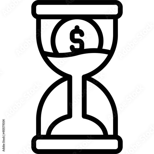 Coin in Hourglass icon, Bankruptcy related vector