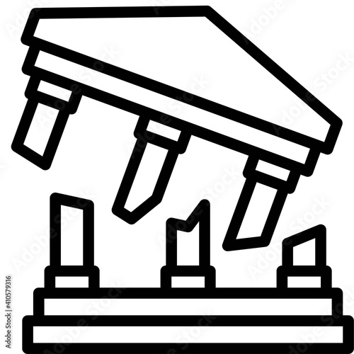 Broken Court icon, Bankruptcy related vector