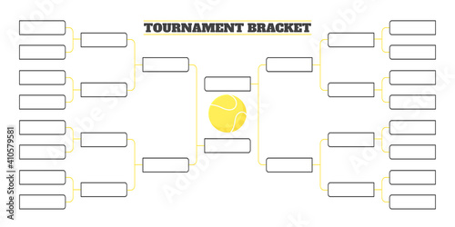 16 team tournament bracket championship template flat style design vector illustration isolated on white background. Championship bracket schedule for tennis game.