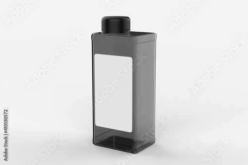 square bottle for beauty or healthy product. Isolated on white background. Ready to use for package design. 3d illustration