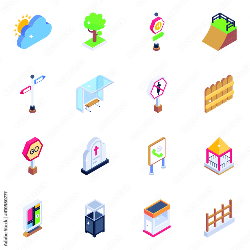 Pack of Fencing and Architecture Isometric Icons
Pack of Fencing and Architecture Isometric Icons