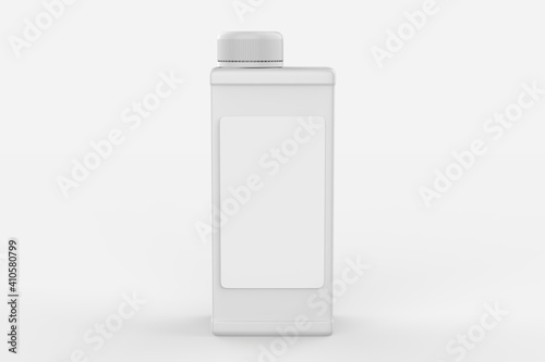 square bottle for beauty or healthy product. Isolated on white background. Ready to use for package design. 3d illustration