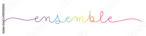 Banniere vecteur calligraphique monolineaire arc-en-ciel ENSEMBLE
