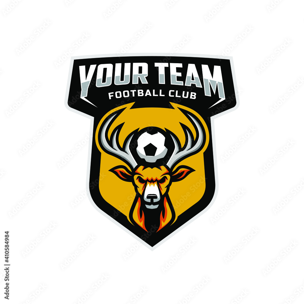 Deer mascot for a football team logo. Vector Illustration.