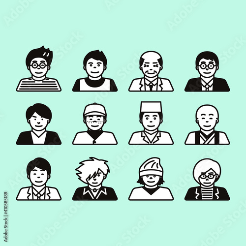 サラリーマンやフリーランスなど、色々な職業の男性イラスト