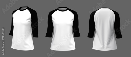 Half-sleeves raglan t-shirt mockup, 3d illustration, 3d rendering