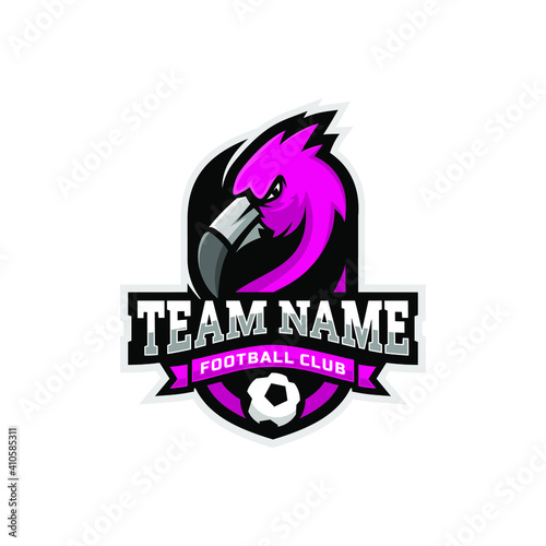 Flamingo mascot for a football team logo. Vector illutration.