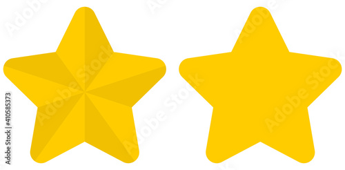 Set of flat golden rounded star icons isolated on white background. Vector illustration.