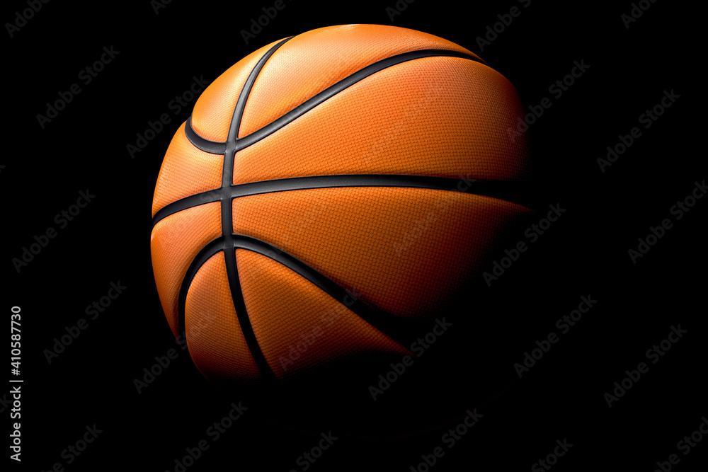 Basketball ball isolated on black background
