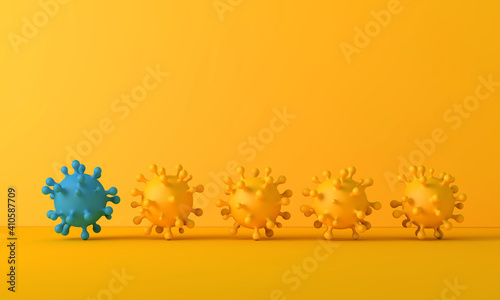New varient strain of coronavirus covid-19 mutation of virus. 3D Rendering