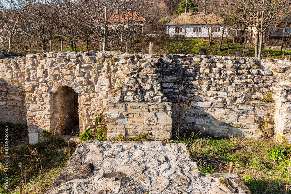 Fruska Gora, Serbia - December 06, 2020: Archeological site Gradina in Serbia. The remains of this Roman villa are 1600 years old.