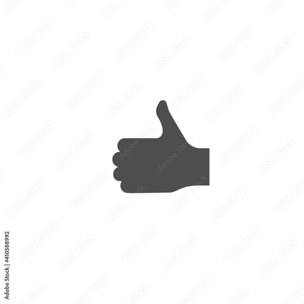 black hand with thumb up isolated on white background. good, cool, like symbol.