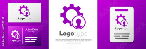 Logotype Head hunting icon isolated on white background. Business target or Employment sign. Human resource and recruitment for business. Logo design template element. Vector.