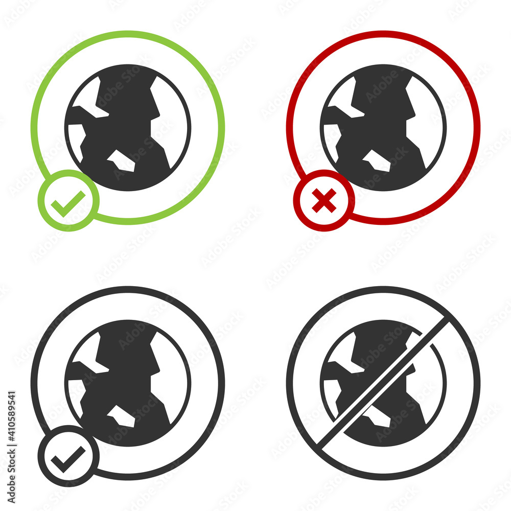 Black Earth globe icon isolated on white background. World or Earth sign. Global internet symbol. Geometric shapes. Circle button. Vector. Black Earth globe icon isolated on white background. World or Earth sign. Global internet symbol. Geometric shapes. Circle button. Vector.
