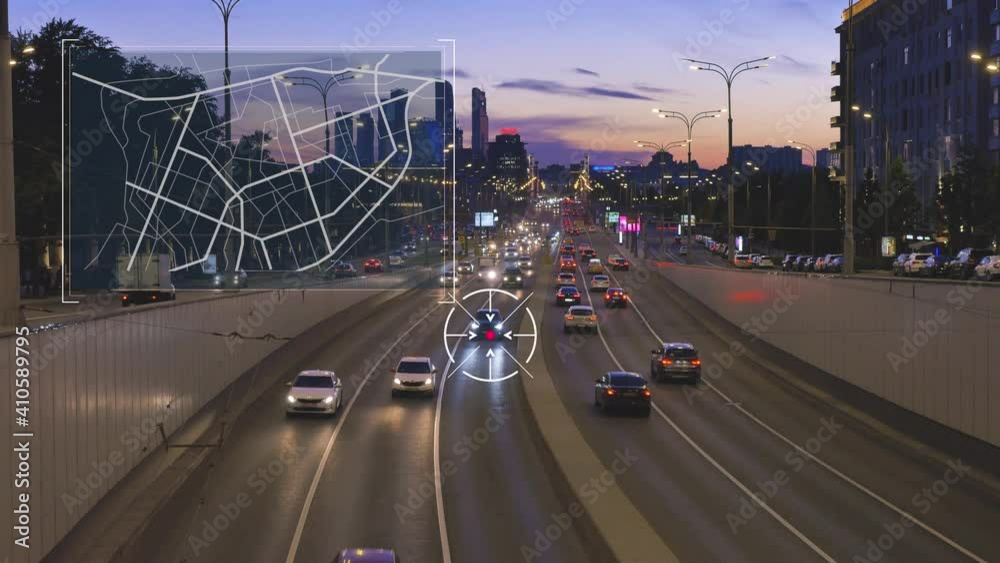 The system of road traffic monitoring with artificial intelligence that scans your vehicle, the determination of fines and other violations. The work of the neural network. Data stream