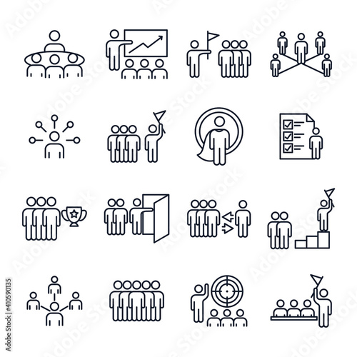 set icon leadership traits. Development and Teamwork pack symbol template for graphic and web design collection logo vector illustration