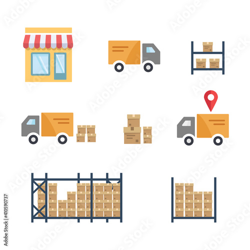 E commerce and warehouse vector Icon designs.