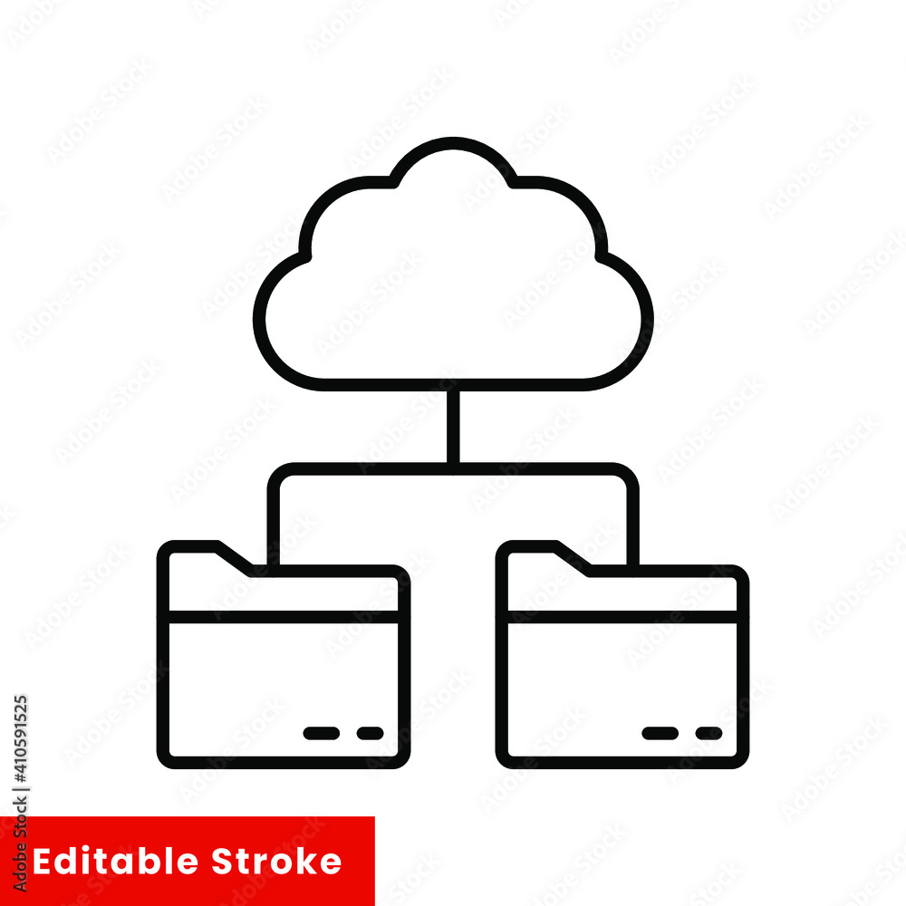 Data recovery line icon. Cloud Route outline style. Cloud computing symbol. Cloud folder vector illustration isolated on white background. Editable stroke EPS 10 Data recovery line icon. Cloud Route outline style. Cloud computing symbol. Cloud folder vector illustration isolated on white background. Editable stroke EPS 10
