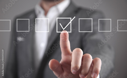 Man with checkbox. Your Choice. Business concept photo
