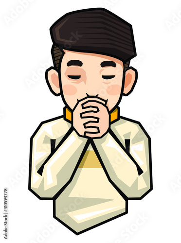 Men are praying firmly in their faith.