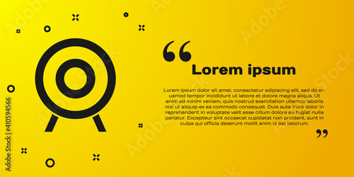 Black Target sport icon isolated on yellow background. Clean target with numbers for shooting range or shooting. Vector.