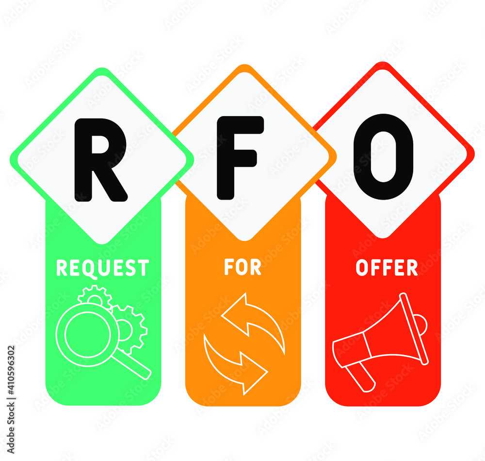 RFO - Request For Offer acronym. business concept background. vector illustration concept with keywords and icons. lettering illustration with icons for web banner, flyer, landing page RFO - Request For Offer acronym. business concept background. vector illustration concept with keywords and icons. lettering illustration with icons for web banner, flyer, landing page