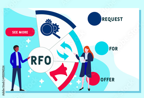 Vector website design template . RFO - Request For Offer acronym. business concept background. illustration for website banner, marketing materials, business presentation, online advertising. 