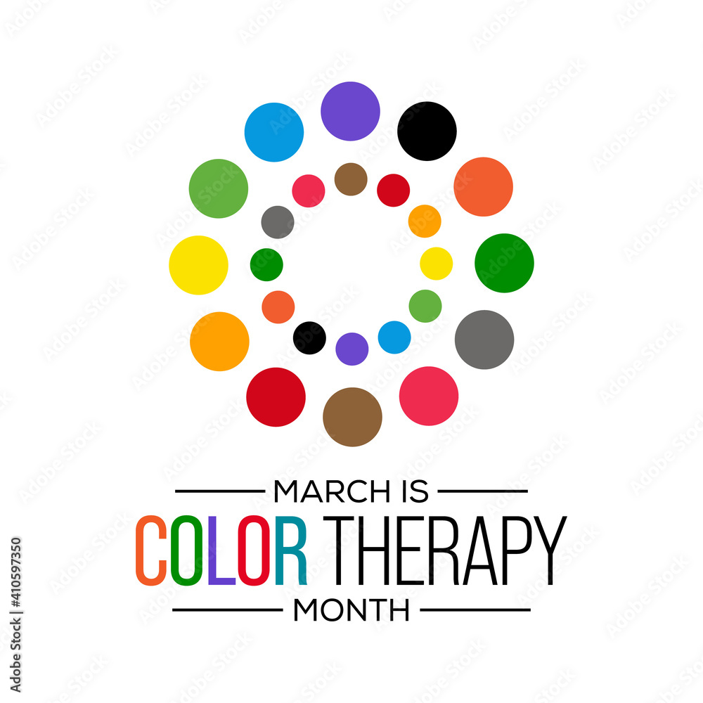 Color Therapy Month is an international event observed annually in March, to celebrate the healing power of Color. Vector illustration.