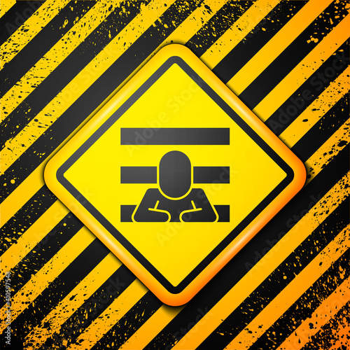 Black Prisoner icon isolated on yellow background. Warning sign. Vector.